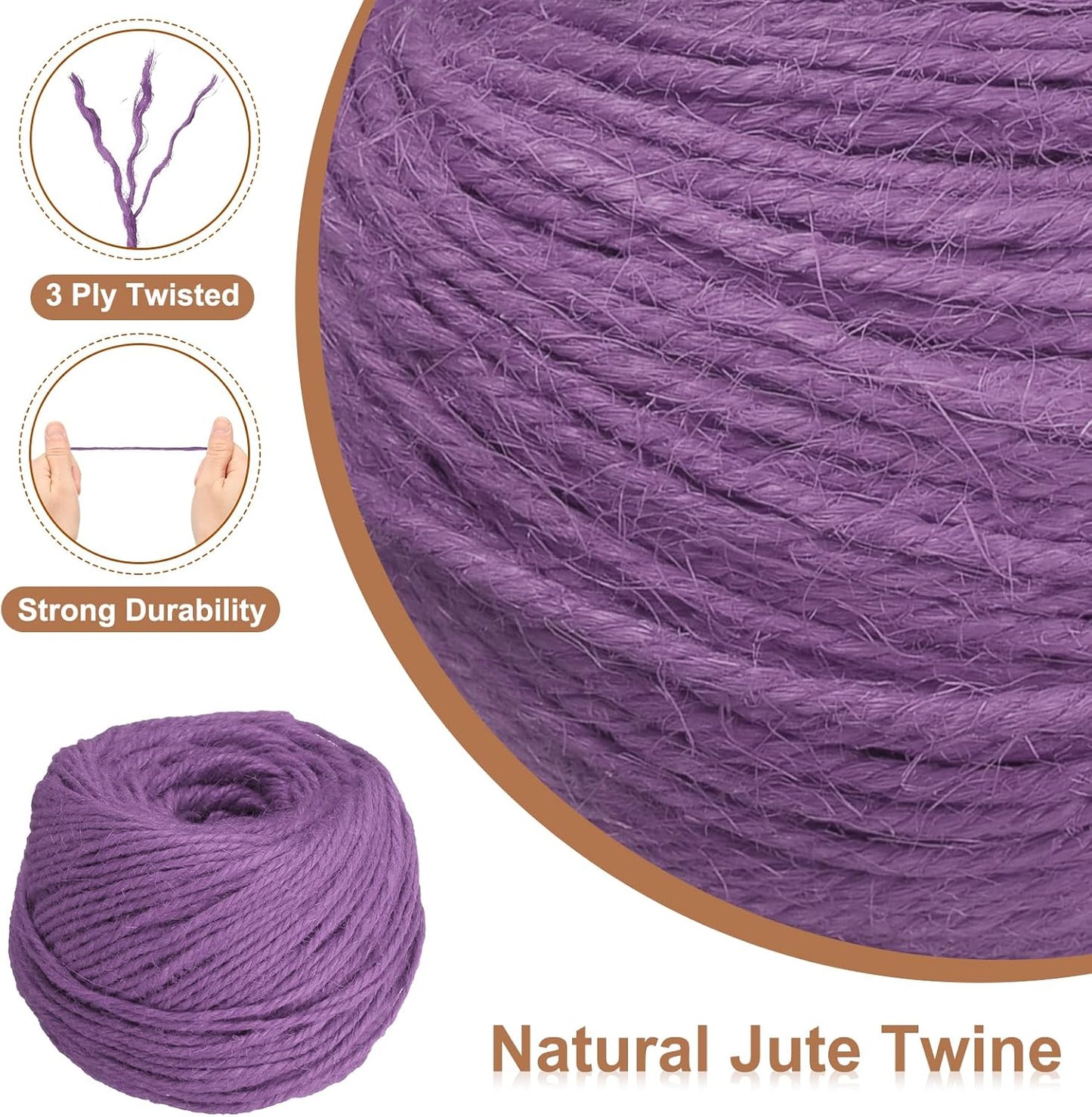 uxcell 328 Feet Natural Jute Twine String,3mm Thin Garden Twine Rope Colored Plant String Cord for DIY Art Crafts Gift Wrapping Decoration Packing Gardening Plant Hanger,Light Purple-VerdiqueGarden