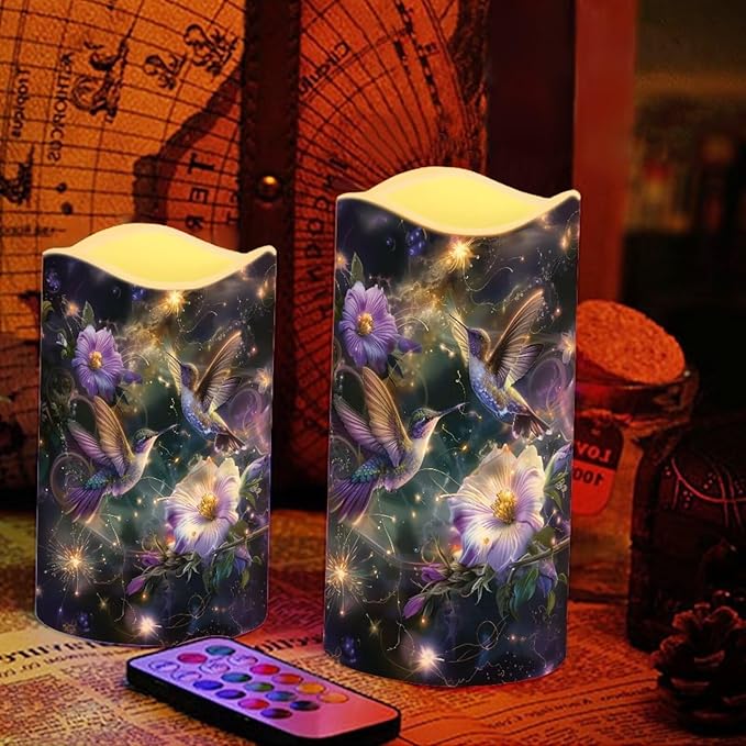 Ystardream LED Candle Set of 4 with Remote Control, Multicolor, Modern, Battery Operated, Tabletop, Indoor, 4/8H Timer, 12 Colors, 5.7 Inches Tall-VerdiqueGarden
