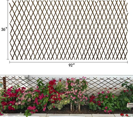 Expandable Garden Trellis Plant Support Willow Lattice Fence Panel for Climbing Plants Vine Ivy Rose Cucumbers Clematis 36X92 Inch-VerdiqueGarden