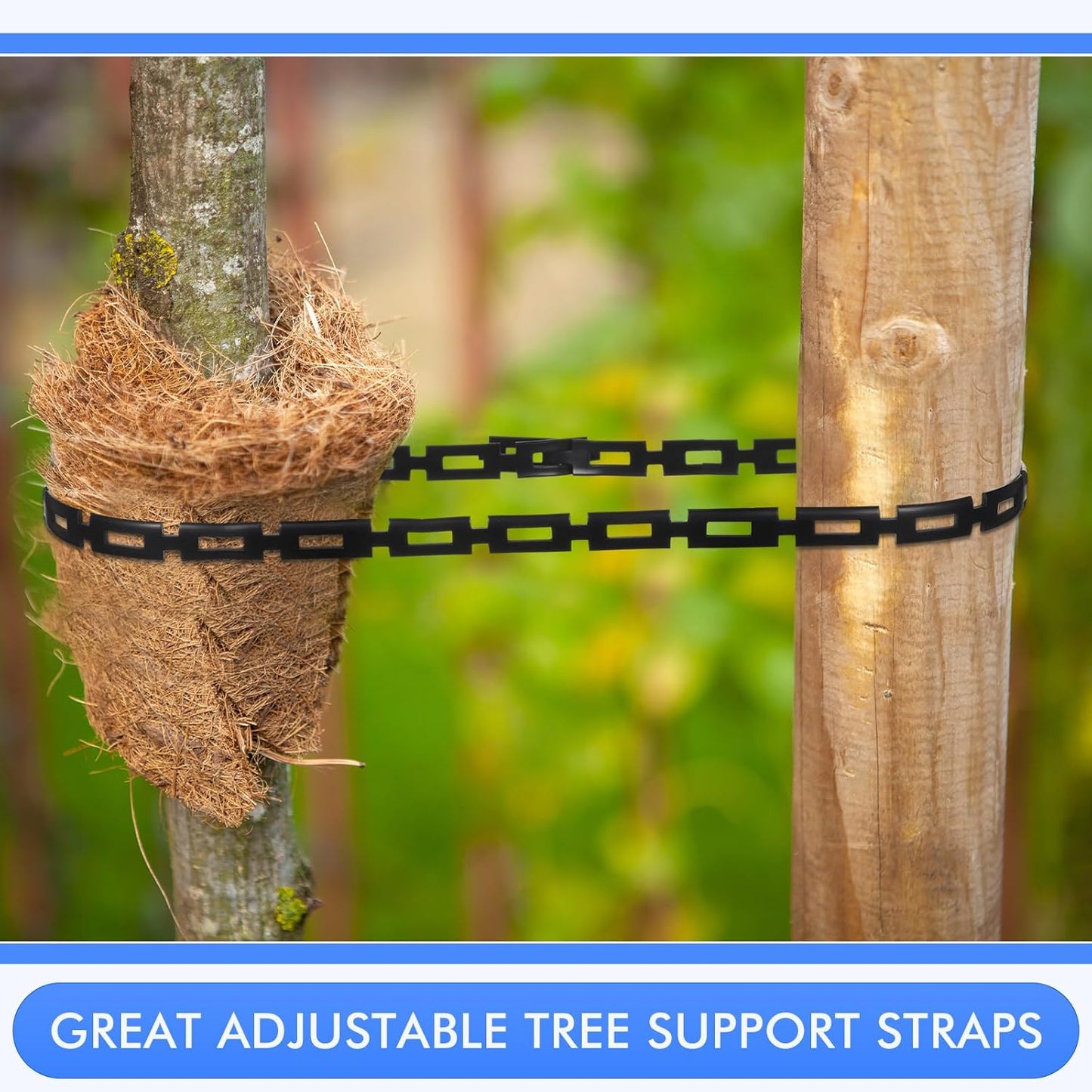 Wesiti 50 ft Plastic Chain Lock Tree Tie 1/2 Inch Wide Adjustable Tree Support Straps Plant String Swing Strap Flexible Reusable Ties for Staking for Garden Accessories-VerdiqueGarden