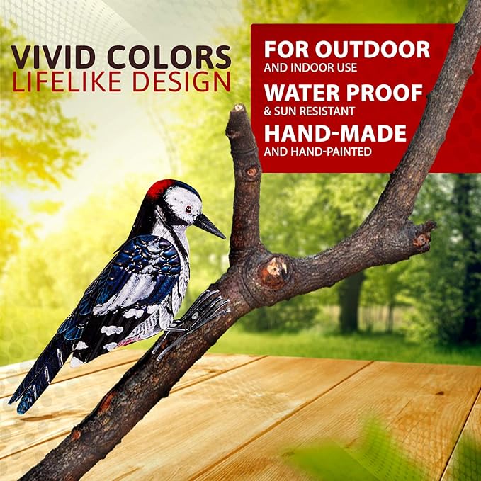 Shefio Woodpecker Gifts - Metal Woodpecker Yard Art - Handmade Outdoor Decor - Backyard & Garden Gifts-VerdiqueGarden