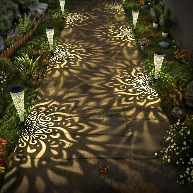 6 Pack Solar Lights Outdoor Garden Decorative Solar Garden Lights with Warm Light Waterproof Solar Pathway Landscape Light for Path Patio Backyard Walkway Yard Decor (White, 6Pcs)-VerdiqueGarden