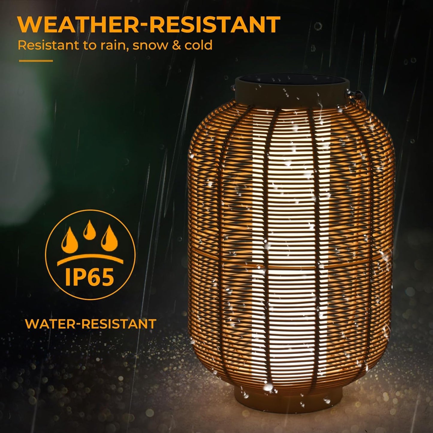 Solar Yard 2-Pack Outdoor Solar Lantern Lamp, Water-Resistant Boho Lights for Outside Hanging Lantern Table Lights Decoration for Garden, Patio, Porch, Trees, Pathway, Black and Natural-VerdiqueGarden