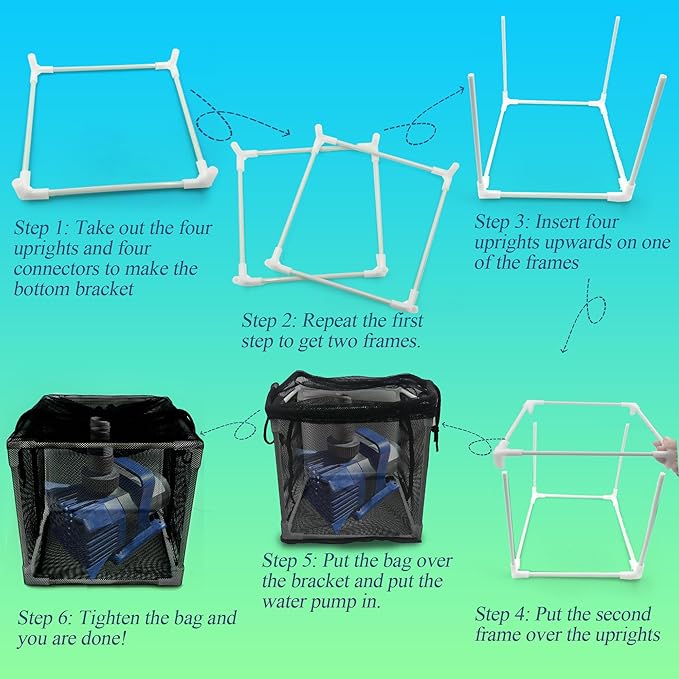 10 inch Large Pond Pump Filter Upgraded 2.0, Extended Anti-Clogging Outdoor Mesh Water Pump Cover Barrier Box, Nylon Mesh Bag+Brackets, Outdoor Pond Filters for Pond, Koi Pond and Pool-VerdiqueGarden