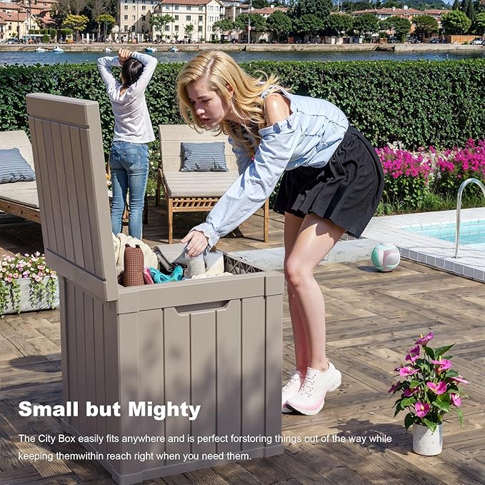 50 Gallon Resin Deck Box, Lockable Outdoor Storage Box for Patio Cushions Storage Furniture,Garden Tools, Pool Supplies, Weatherproof and UV Resistant (Grey)-VerdiqueGarden