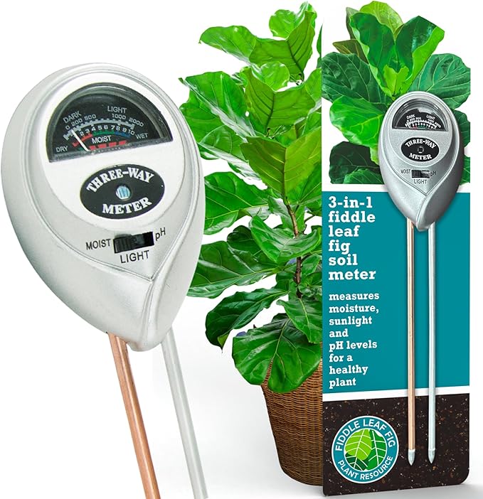 Houseplant Resource Center Fiddle Leaf Fig 3-in-1 Soil Moisture Meter for Plants – Best Indoor Plant Water Meter for Potted Houseplants - Light & Moisture Sensor Probe for Optimal Growth-VerdiqueGarden