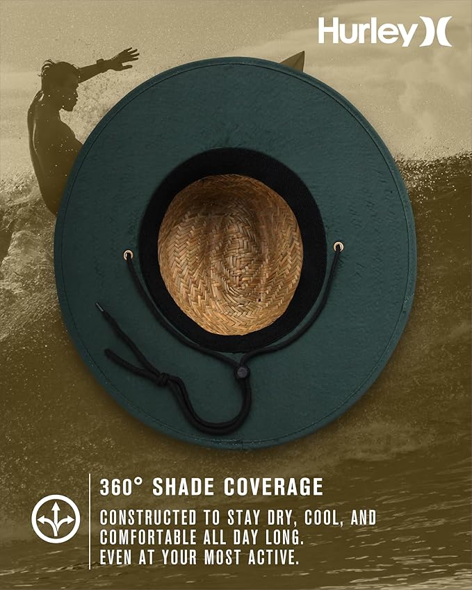 Hurley Men's Straw Hat - Bayside Lifeguard Straw Sun Hat-VerdiqueGarden