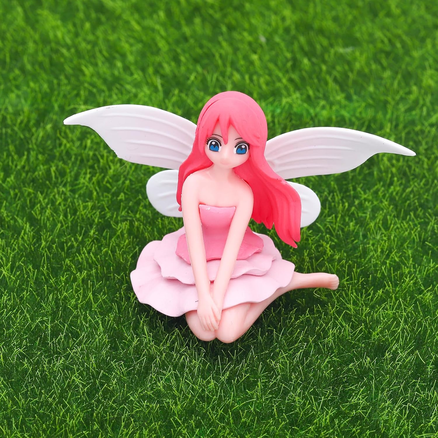 ONEST 4 Pieces Miniature Fairy Garden Accessories Small Fairy Figurines Hand Painted Fairies Figures Girl Fly Wing Figurines for Car Decor Fairies Garden Flower Pot Birthday Cake Topper-VerdiqueGarden