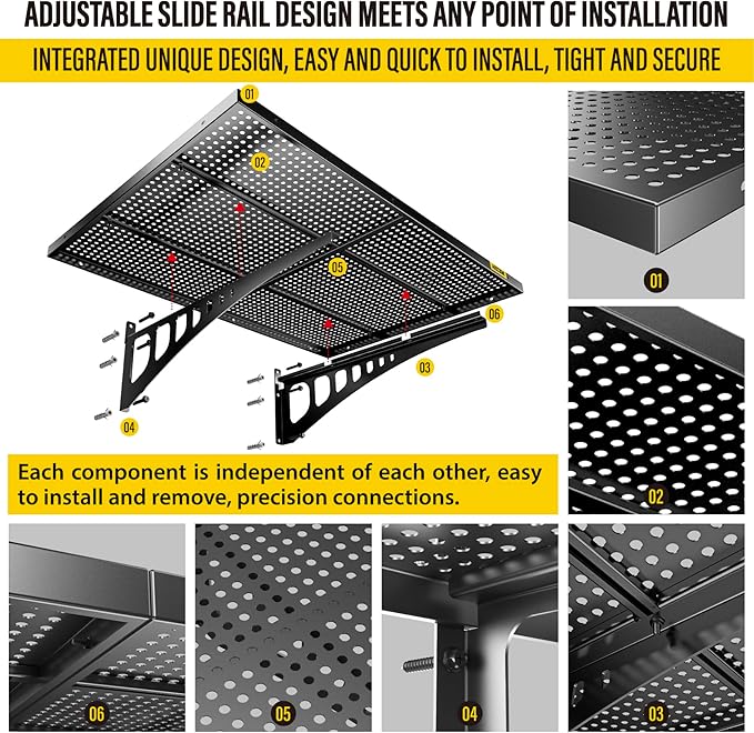 2-Pack 2x3ft Adjustable Garage Wall Shelving 560lbs Load Capacity Heavy Duty Wall Mounted Storage Shelf Metal Floating Shelves for Garage(Black)-VerdiqueGarden