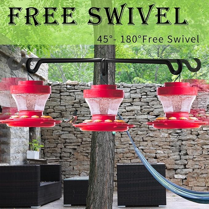 10 Inch Hanging Plant Holder, Wall Plant Hanger, Plant Hangers Outdoor, Swivel Plant Hanger, for Outdoor Hanging Bird Feeders, Wind Chimes, Plant Baskets, Black-VerdiqueGarden