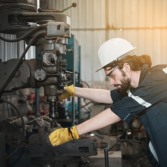 HLDD HANDLANDY Leather Work Gloves for Men & Women, Adjustable Wrist Cowhide Gardening Glove with Reinforced Palm for Driver-VerdiqueGarden