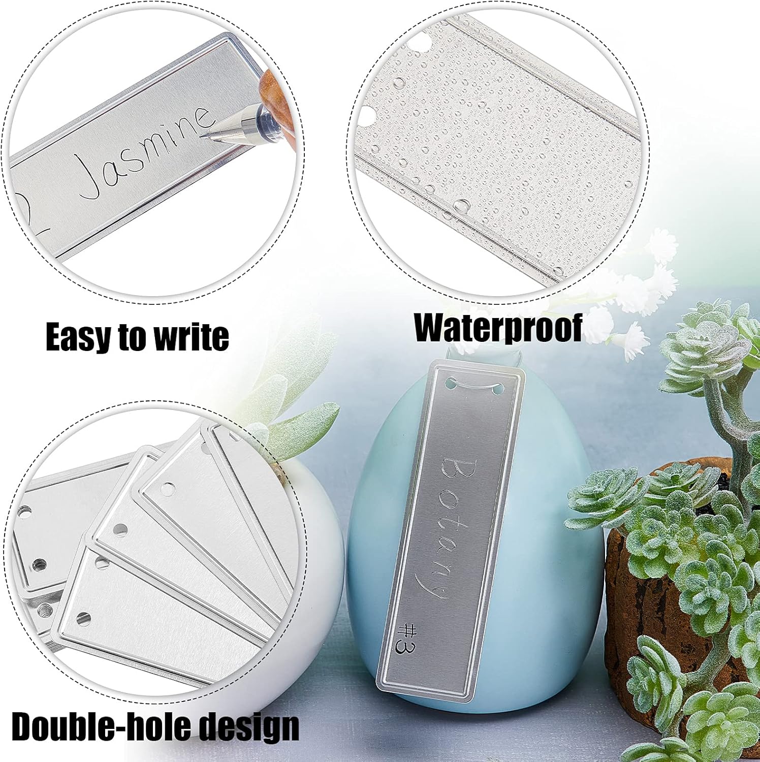 Ripeng 200 Pcs Aluminum Metal Plant Labels Writable Seedling Tree Tags with 6 Inch Wires Waterproof Double Sided Write for Plant Garden Marker Outdoor Identification and Greenhouse(120 Pieces)-VerdiqueGarden