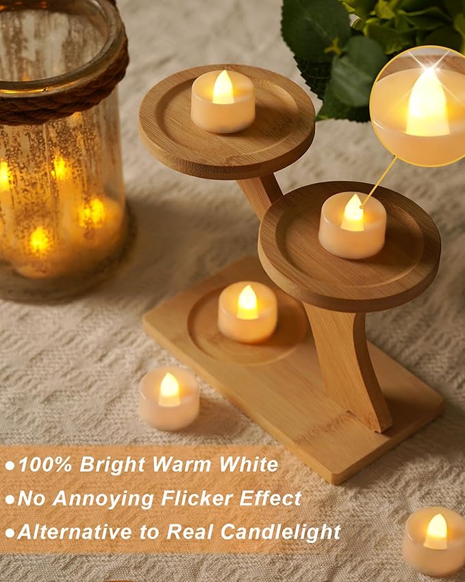 BEICHI Set of 24 Flameless LED Tea Lights Bulk, Electric Tealight Candles, Small Fake Candles Battery Operated, Warm White Flickering Mini Candles for Christmas, Home Decor-VerdiqueGarden