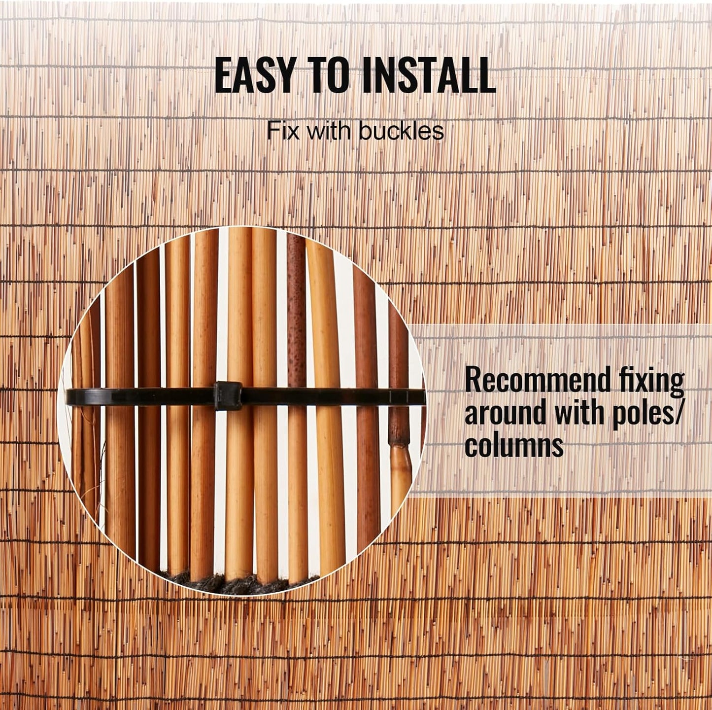 VEVOR Natural Reed Fencing, 3.3 ft x 13.3 ft, Reed Screen Curtain Balcony Reed Fence Roll for Outdoor Backyard Patio, Decorative Fence for Backyard Garden Fencing Divider, Privacy Screen Panel, Brown-VerdiqueGarden