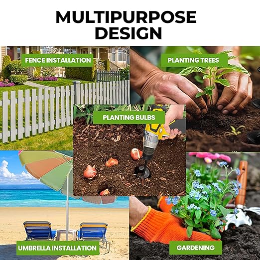 K-Brands Auger Drill Bit for Planting – 1.8 x 14.6 Inch - Garden Spiral Hole and Bulb Planter Tool for Umbrella Holes - 3/8 Inch Hex Drive-VerdiqueGarden