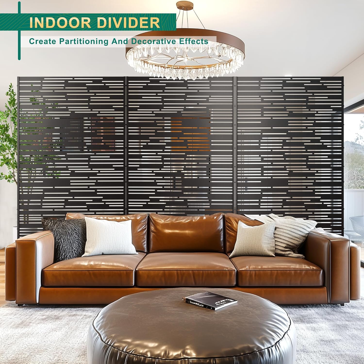 72" H×47" W Metal Privacy Screen Outdoor Privacy Screen Freestanding, for Patio Lawn Deck,Privacy Panels Decorative Privacy Fence(Consists of 3 Panels)-VerdiqueGarden