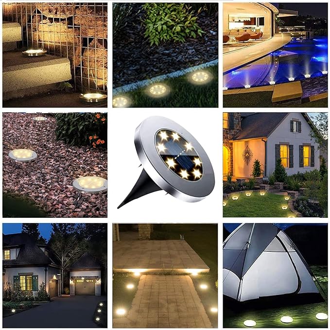 Solar Ground Lights, Waterproof Solar Garden Lights, Upgraded Outdoor Garden Waterproof Bright in-Ground Lights, Landscape Lights for Pathway,Yard,Deck,Lawn,Patio,Walkway (4 Pack Warm Light)-VerdiqueGarden