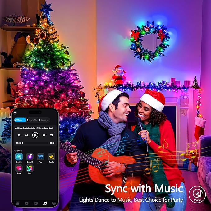 JMEXSUSS 200 LED RGB String Light Outdoor Indoor, Christmas Lights Outdoor Clear Wire Christmas Lights Plug in for Bedroom Tree Room Party Birthday Decorations-VerdiqueGarden