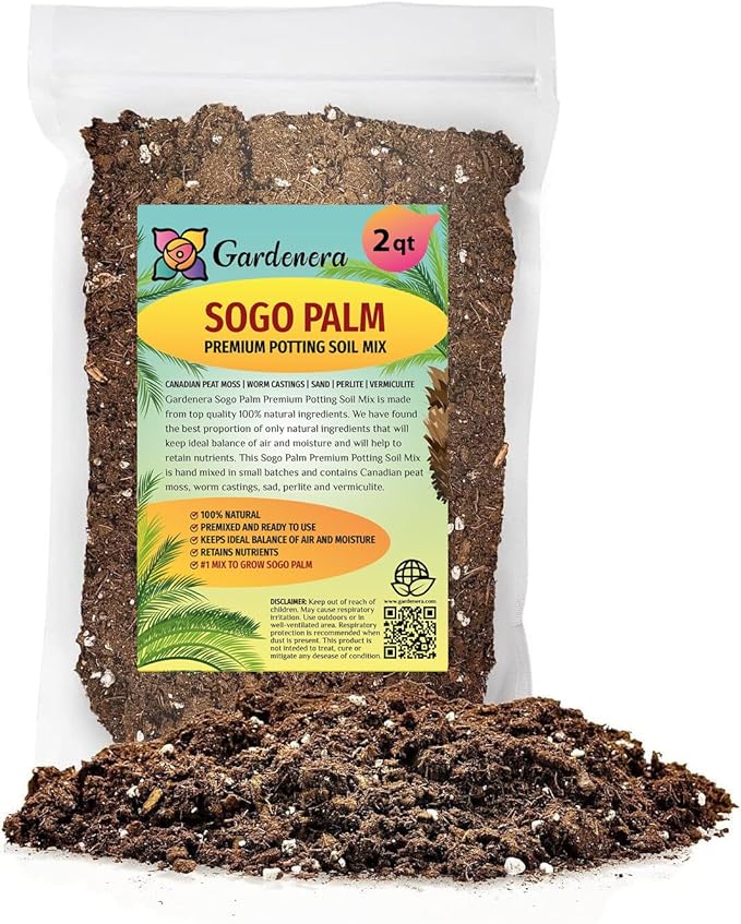 Elevate Your Space with Gardenera's Organic Potting Mix - Tailored for Healthy SOGO Palm Plants and Striking Form - 2 Quart-VerdiqueGarden