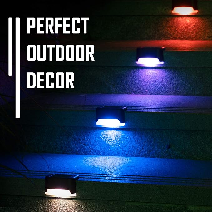 SOLPEX Color Changing Solar Deck Lights, 16 Pack Waterproof LED Lights for Decks,Stairs,Fences,Yards and Patios-VerdiqueGarden