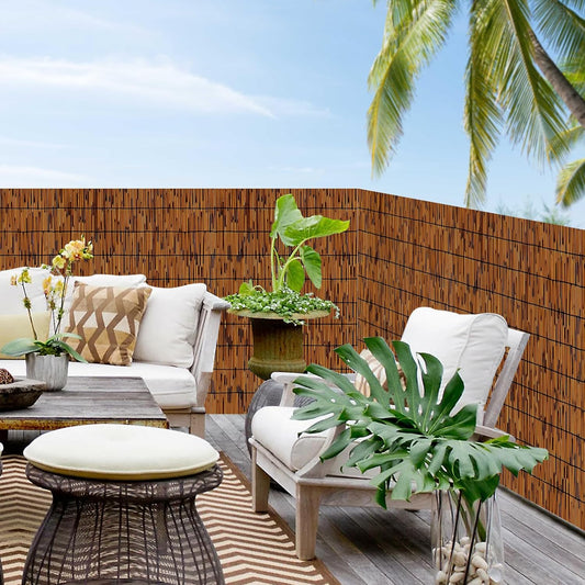 1 Pack Reed Fencing Rolls, Decorative Bamboo Fencing 6ft High Roll Reed Screen, Bamboo Reed for Balcony Patio Garden Backyard Outdoor-VerdiqueGarden