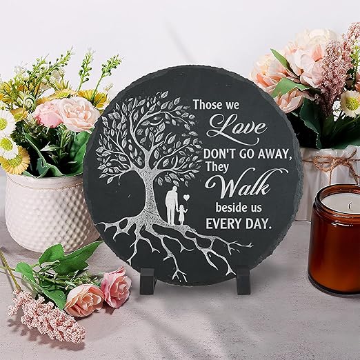 Memorial Stone Man and Child, Dad Memorial Gifts for Daughter, Memorial Gifts for Loss of Father, in Memory of Dad Garden Slate Stone, Sympathy Gift for Loss of Dad Memorial Plaque TNA3-VerdiqueGarden