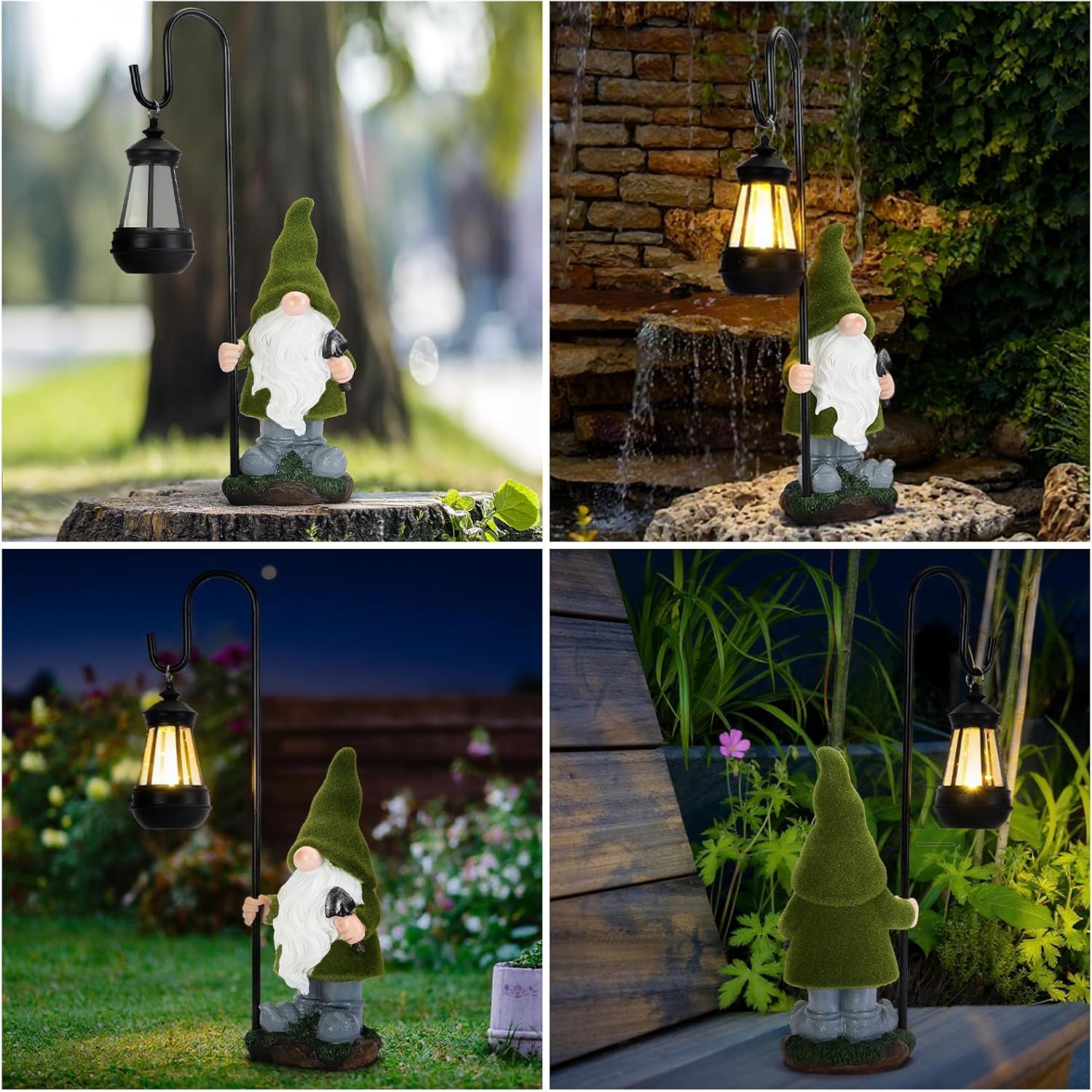 Solar Garden Gnome Decor Outdoor Statue - Gnome With LED Waterproof Sculptures Lights, Cute Gnome Pond/Yard Statues Outside Decoration, Home, Lawn, Patio, Resin Animal Ornament, Women/Gardening Gift-VerdiqueGarden