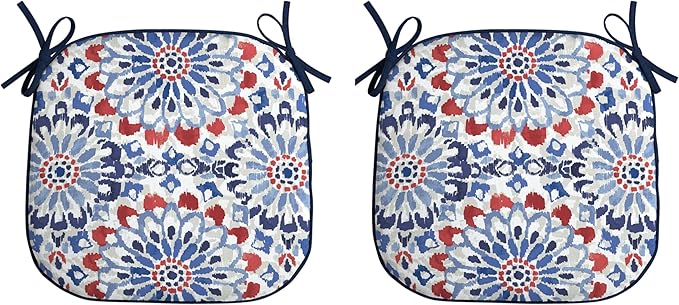 Arden Indoor/Outdoor Foam Seat Pad, 2 Pack, 17 x 16, Patio Cushion, Water Repellent, Fade Resistant, Foam Cushion Clark Blue-VerdiqueGarden