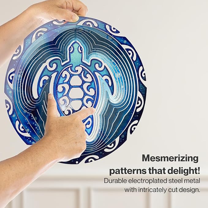 VP Home Tribal Turtle Kinetic Wind Spinners for Yard and Garden Wind Spinner Outdoor Metal Large Hanging Turtle Decor 3D Garden Art Wind Sculpture Spinners Kinetic Art Lawn Ornaments, 12x15 inches-VerdiqueGarden