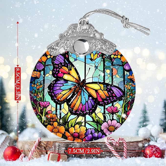 Butterfly Stained Glass Suncatcher, Jocidea Butterfly Ornament, Butterfly Christmas Ornament, Holidays Ornaments, Christmas Tree Ornament, Butterfly Decor, Gifts for Butterfly Lovers-VerdiqueGarden