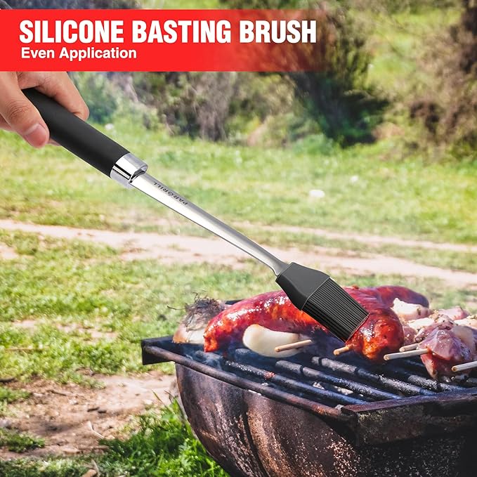 Grill Accessories Heavy Duty BBQ Set Gifts for Men/Women - Premium Stainless Steel Spatula, Fork, Brush & Tongs, Barbecue Utensils Tool Kit Gift for Grilling Lover Outdoor-VerdiqueGarden