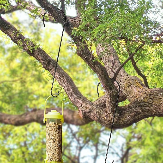 8 Pack 24 Inch Large Tree Branch Hooks Long S Hooks for Hanging Plants, Bird Feeder Hook for Tree, Metal Garden Hooks for Hanging Baskets, Plants, Lanterns Outdoor and Indoor Uses (Black)-VerdiqueGarden