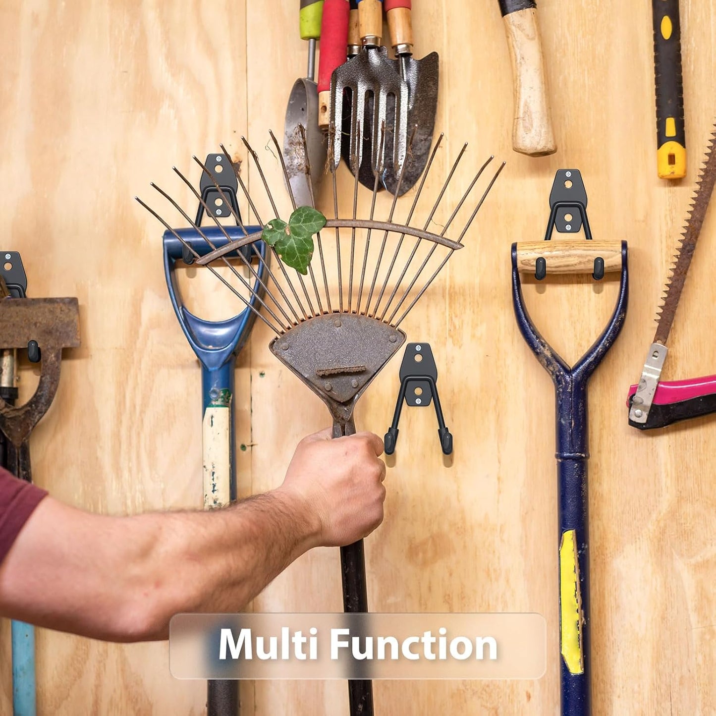 Utility Steel Wall Mount Heavy Duty Garage Hooks with Anti-Slip Coating,Storage More Yard,Garden and Power Tools and for Hanging Hose,Ladder and Bike(8 Pack 4.5x2.75 inch)-VerdiqueGarden