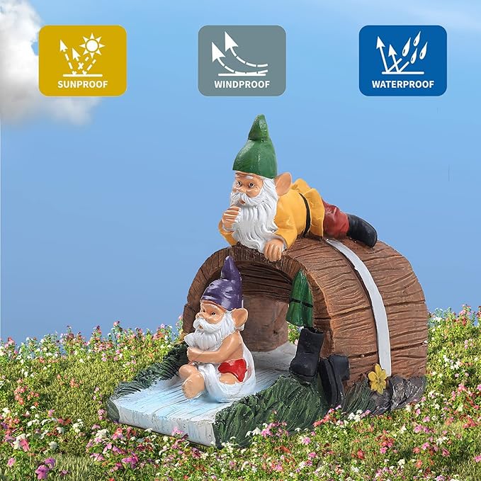 Decorative Gnome Gutter Extension, Elf Guardian Statue for Outdoor Gutter Splash Block, 3" x 4" Downspout Extender, Garden Rain Downspout Diverter-VerdiqueGarden