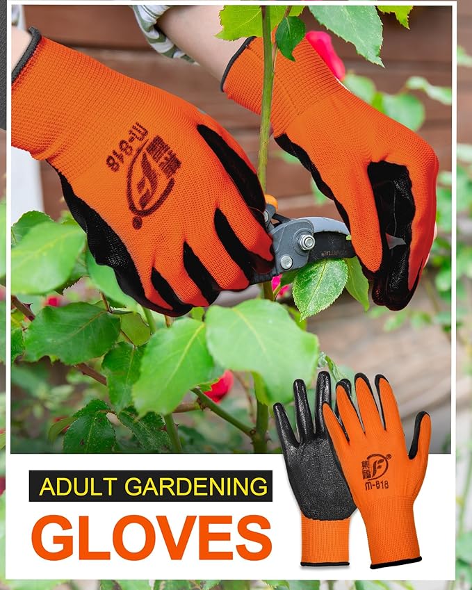 Nuogo 48 Pairs Gardening Gloves for Men Women Rubber Coated Safety Work Gloves Bulk for Gardening Construction Work-VerdiqueGarden