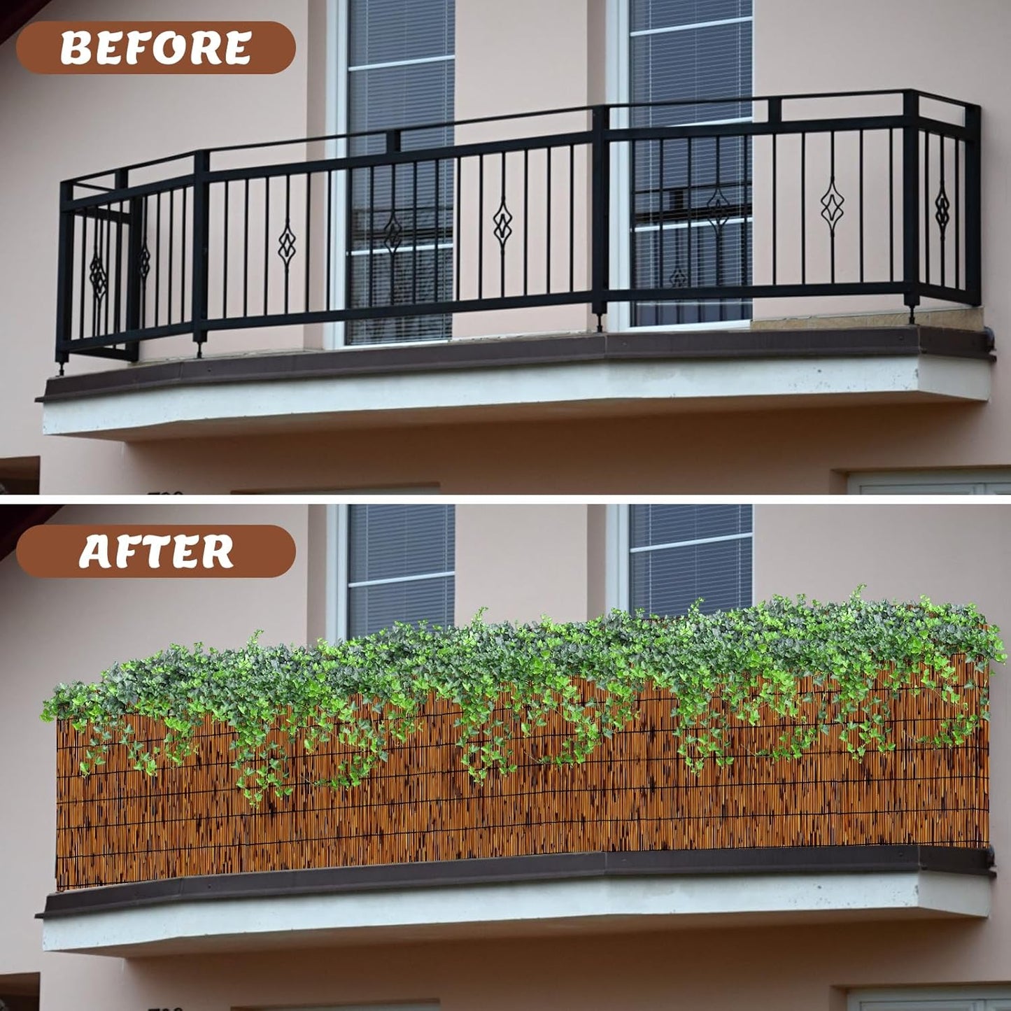 Natural Bamboo Reed Fence, 4FT x 16.4FT,Bamboo Privacy Screen for Garden, Decorative Fence for Outdoor Privacy Screening, Sun Blocking, Decorative Divider, Brown-VerdiqueGarden