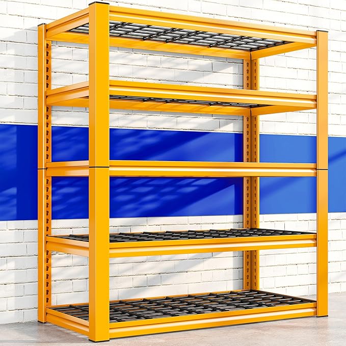REIBII Garage Shelving Load 3000LBS, 5-Tier Storage Shelves, Adjustable Heavy Duty Metal Shelving Unit for Pantry, Basement, Warehouse, 72" H x 36" W x 16" D-VerdiqueGarden