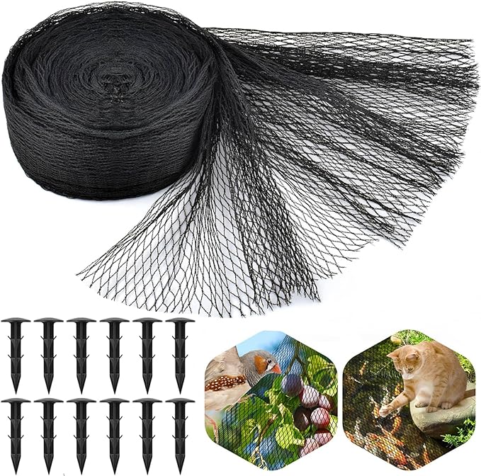 PACETAP Pond Netting Kit 7 x 10 Ft for Leaves, Heavy Duty Koi Pond Cover, Pool Protective Cover Netting with Stakes Protecting Koi Fish from Birds, Cats, Predators-VerdiqueGarden