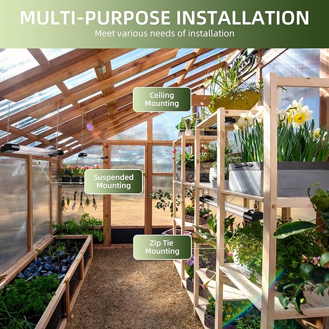 Hlite18inch 4 Pack LED Grow Lights - Linkable Grow Lights for Indoor Plants, Full Spectrum Plant Lights Plug and Hanging Design with On/Off Switch Hanging Grow Light from Seedling to Flowering, Black-VerdiqueGarden