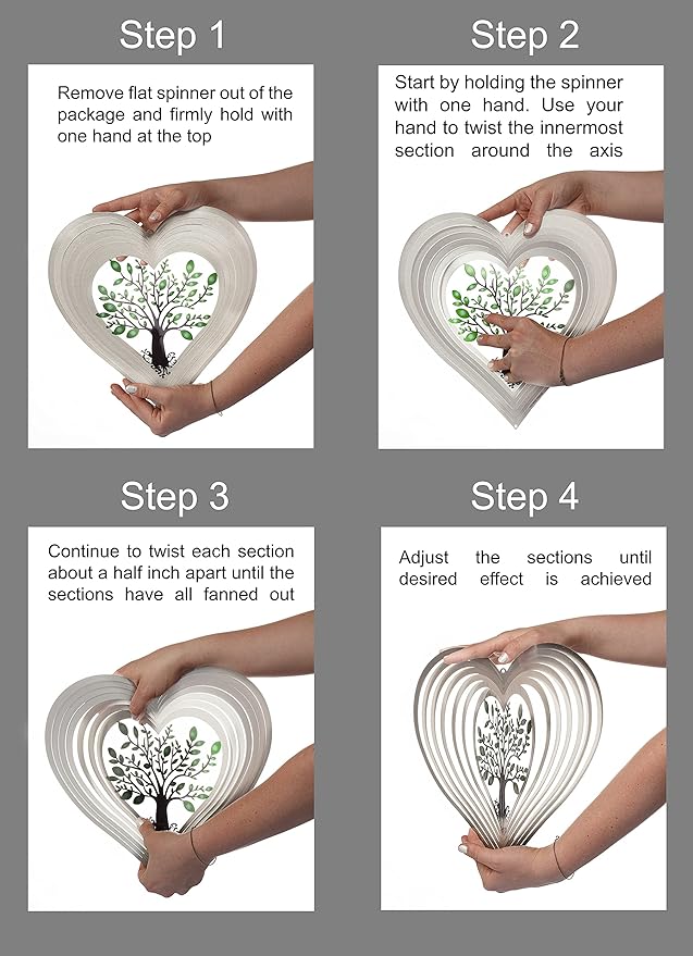 Heart Wind Spinners with Crystals for Yard and Garden, Metal Ornaments for Garden Décor, Outdoor Wind Spinner, Heart Décor Gifts, Outdoor Garden Decoration, 12 inch Heart Wall Décor by ISEO-VerdiqueGarden