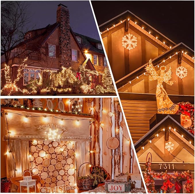 C9 Christmas Replacement LED Light Bulbs,E17 Base Commercial Grade Holiday Bulbs, 4W 5W 6W 7W Incandescent Equivalent, Warm White 2200K, Clear Plastic Bulbs for Christmas String Light - 50 Pack-VerdiqueGarden