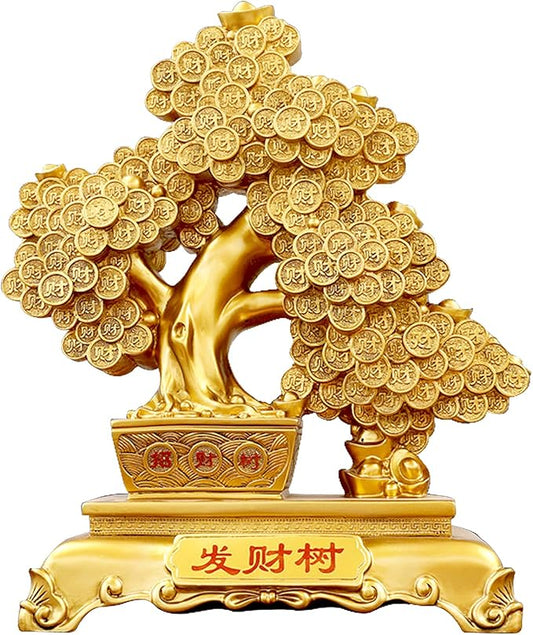 Top Resin Money Tree, Artificial Bonsai Tree - Feng Shui Decor & Gifts for Home, Feng Shui Statue, Chinese New Year Decoration, Chinese Decor & Gifts-VerdiqueGarden