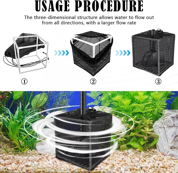 2 PCS Pond Pump Filter Bag, 7 Inch Pond Filter Box with Drawstring, Anti-Clogging Pump Barrier Bag Pump Mesh Bag for Outdoor Water Ponds Filters Pond Biological Filters-VerdiqueGarden