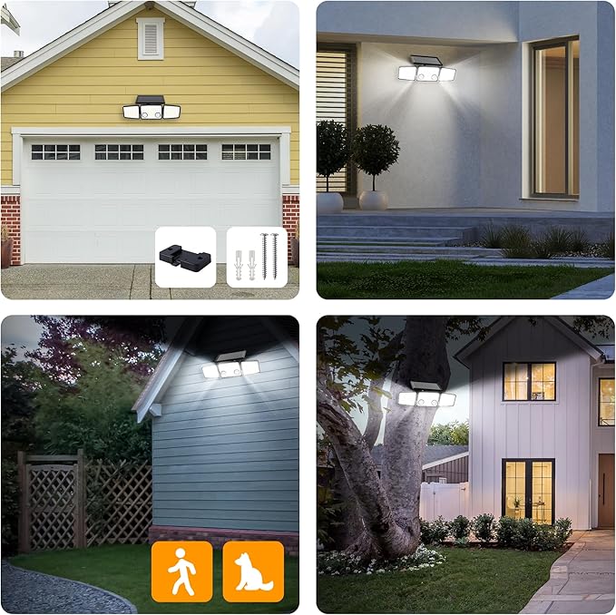 UME Solar Outdoor Lights - 3000 Lumen, 7000K, 152 LED Super Bright Motion Sensor Flood Lights with 2 Sensors, IP65 Waterproof, 270 Wide Angle, 3 Modes for Garden & Patio-VerdiqueGarden