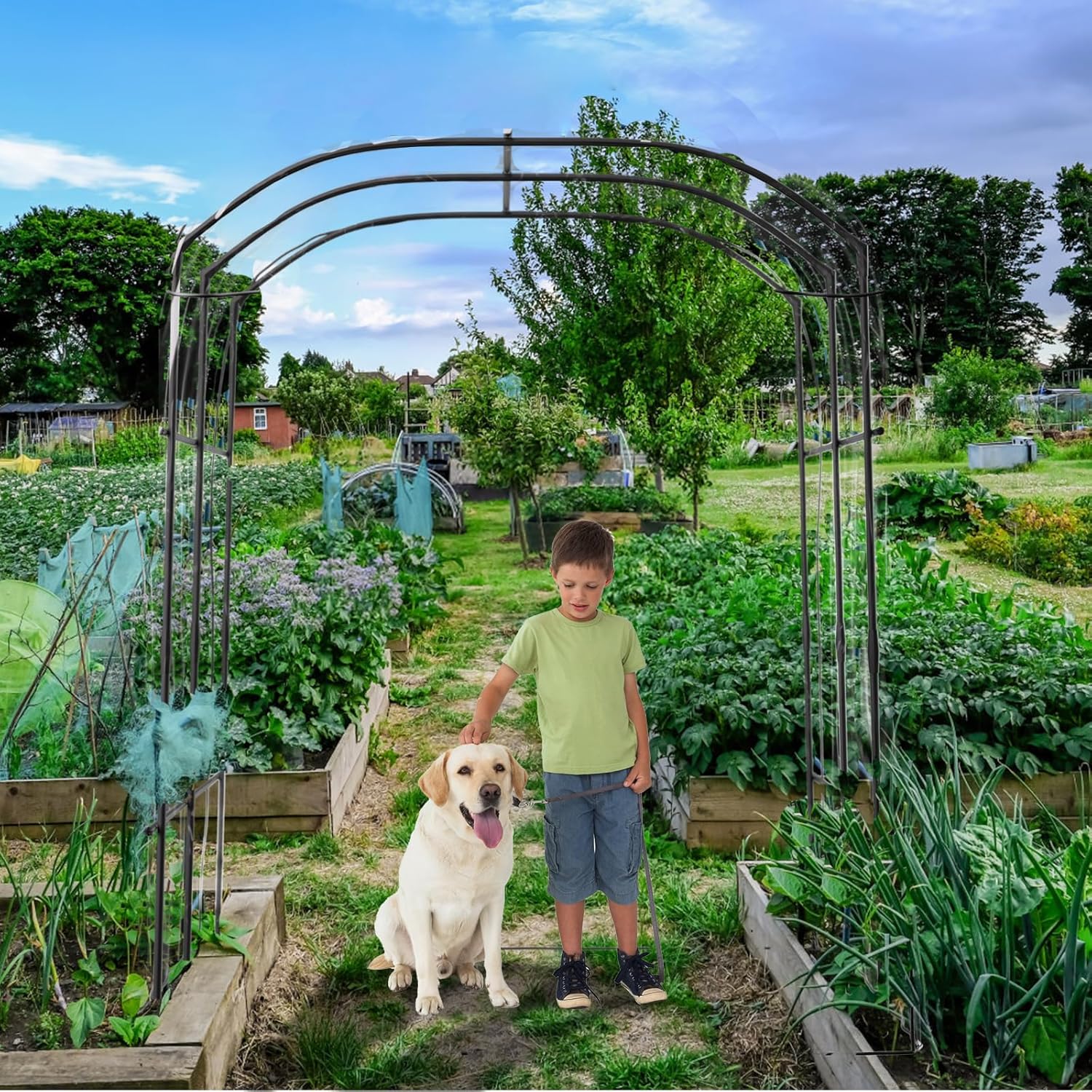 DoCred Tall Garden Arch Trellis for Climbing Plants, 87in Tall Metal Plant Support Trellis Archway for Climbing Vine Vegetable/Fruit/Flower Outdoor Yard Lawn Garden Arch Tunnel Trellis-VerdiqueGarden