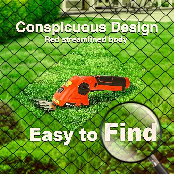 SHALL 2 in 1 Cordless Grass Trimmer & Hedge Shears - 7.2V Electric Shrub Cutter w/Pruning Scissors, Rechargeable Battery & Fast Charger-VerdiqueGarden