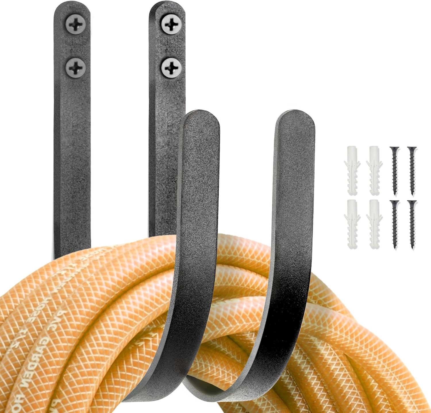 Hose Holders Wall Mount - Heavy-Duty Metal Garden Hose Hanger for Outside - Rust-Proof Hanging Hose Rack Hook Mount for Water Hose (2PCS)-VerdiqueGarden