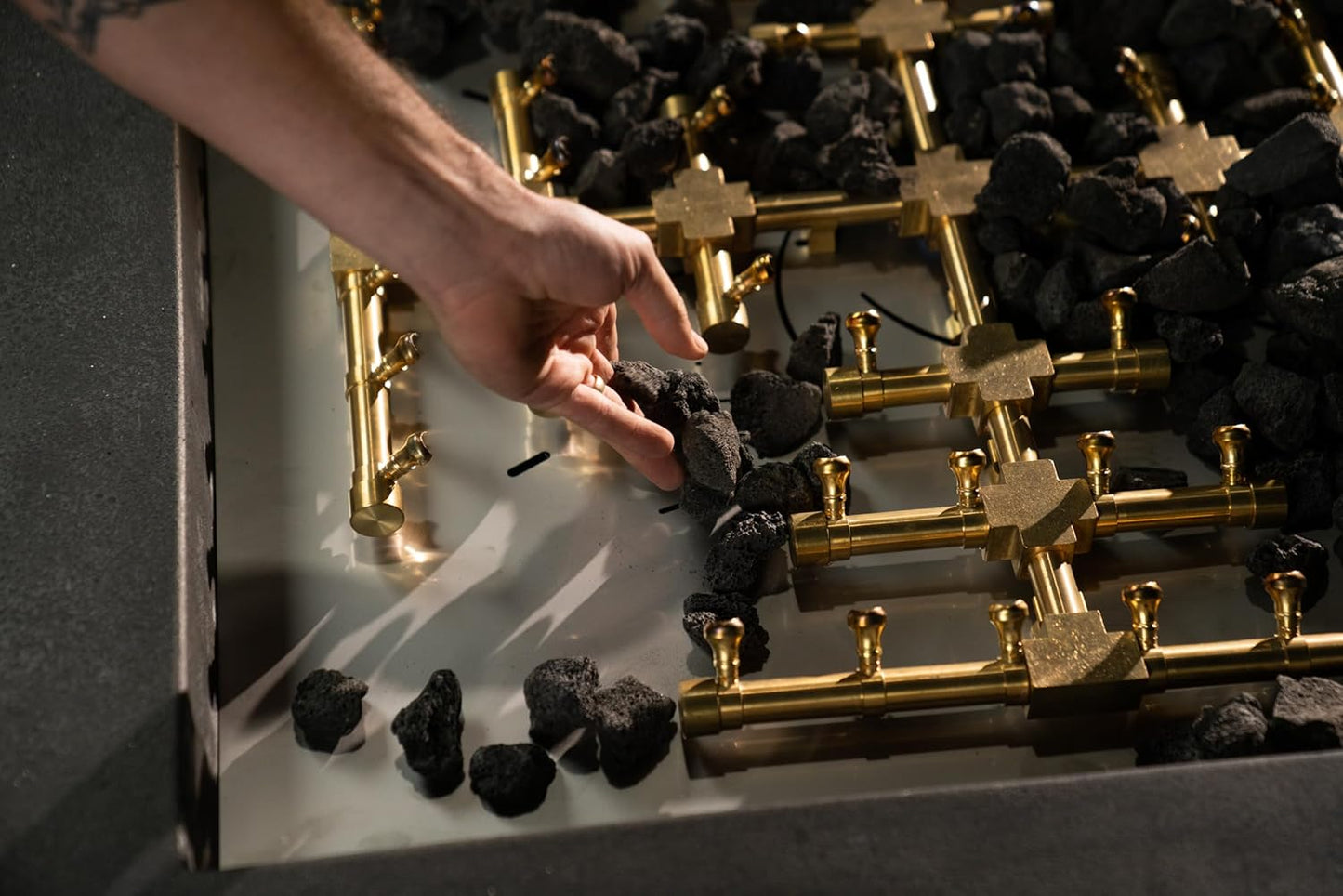 32" Inch Brass Jet Burner for Round & Square Fire Pit - Natural Gas or Propane Fire Pit Fireplace - Premium Fire Pit Burner for Outdoor (32" Inch, Propane)-VerdiqueGarden