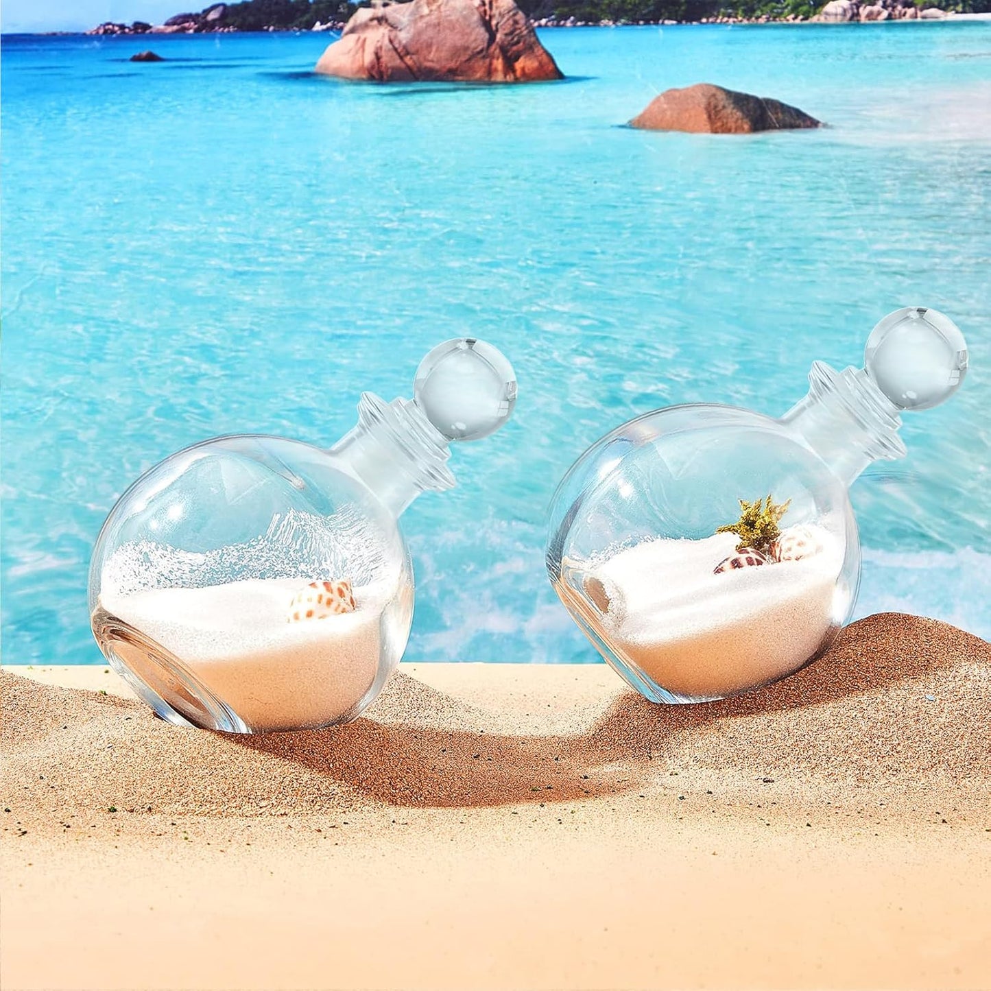 Tessco for you 12 Pcs Potion Bottles Round Glass Clear Potion Jars 8.5 oz Spherical Decorative Witch Bottles Wizard Stuff for Liquor Halloween Decoration DIY Art Crafts Gift (Stylish)-VerdiqueGarden