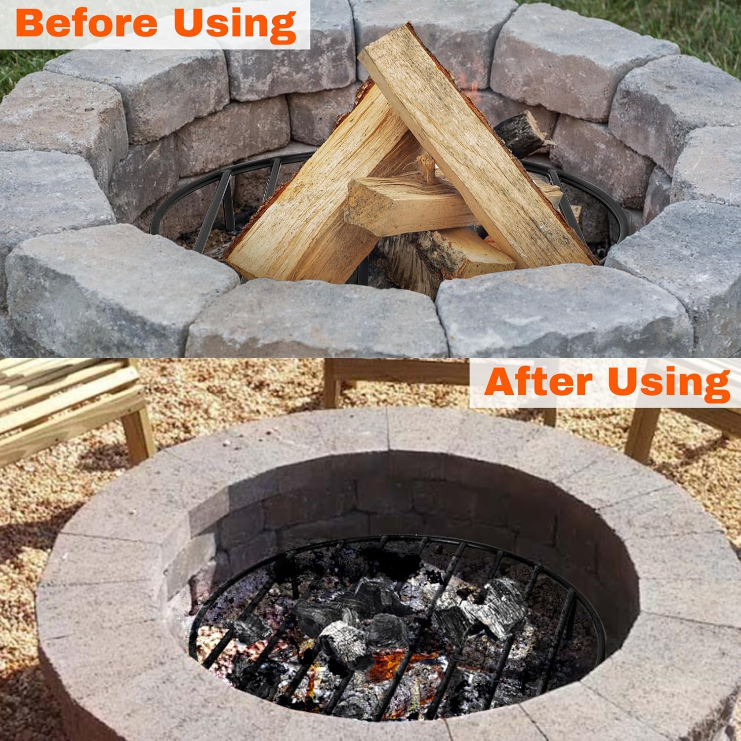 onlyfire Round Fire Pit Grate with 4 Legs for Outdoor Campfire Grill Cooking, 19 Inch-VerdiqueGarden